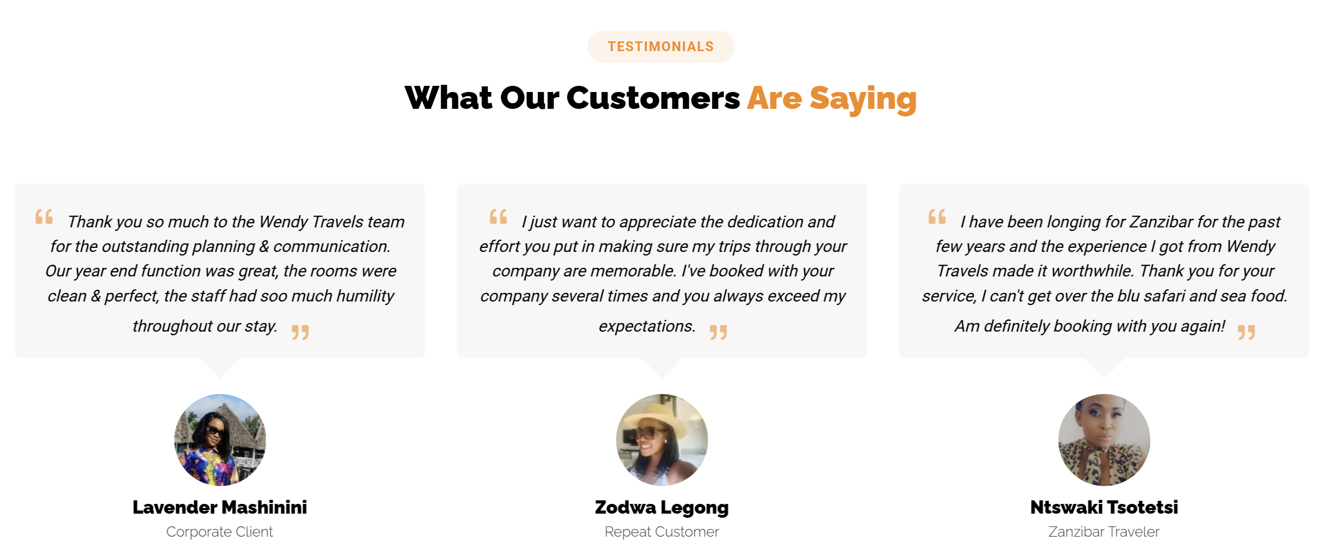 Testimonials Section